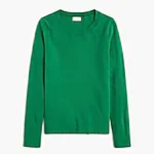 NWOT J.CREW FACTORY COTTON-WOOL BLEND TEDDIE SWEATER - Medium - Deep Emerald